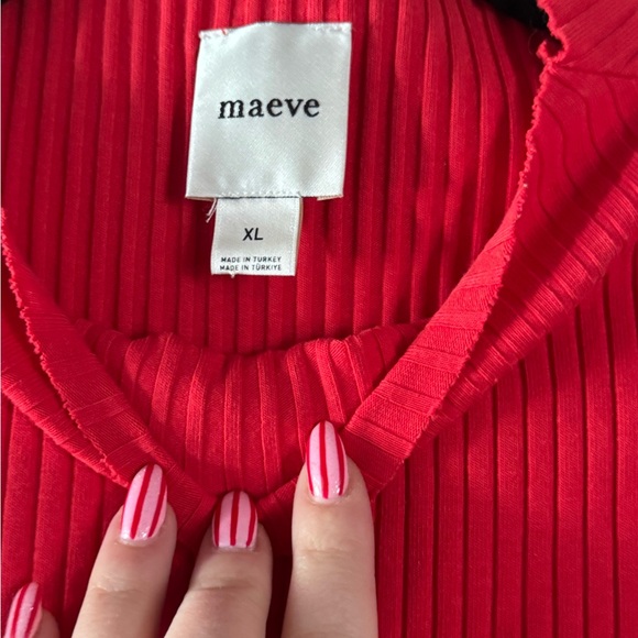 Maeve Ribbed Red Top - Picture 2 of 2